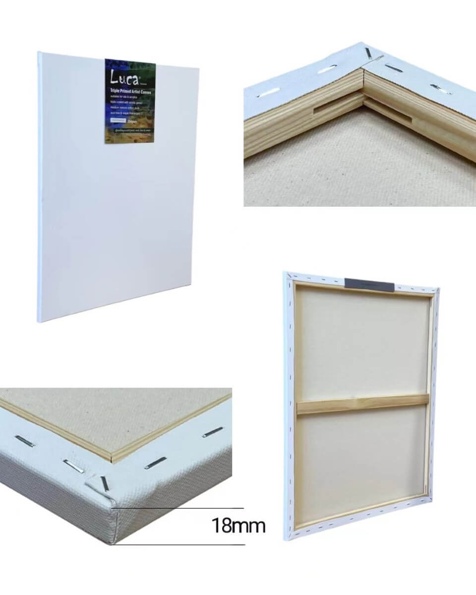 Luca Essential Art Stretched Canvas 18mm Thin 7OZ 350gsm - Art Supplies Australia