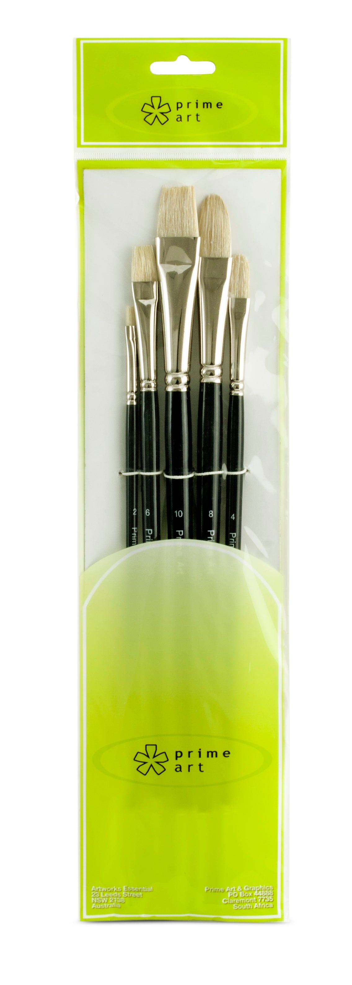 Professional Fine hog bristle brush 3 flat & 2 filbert  4BS2015