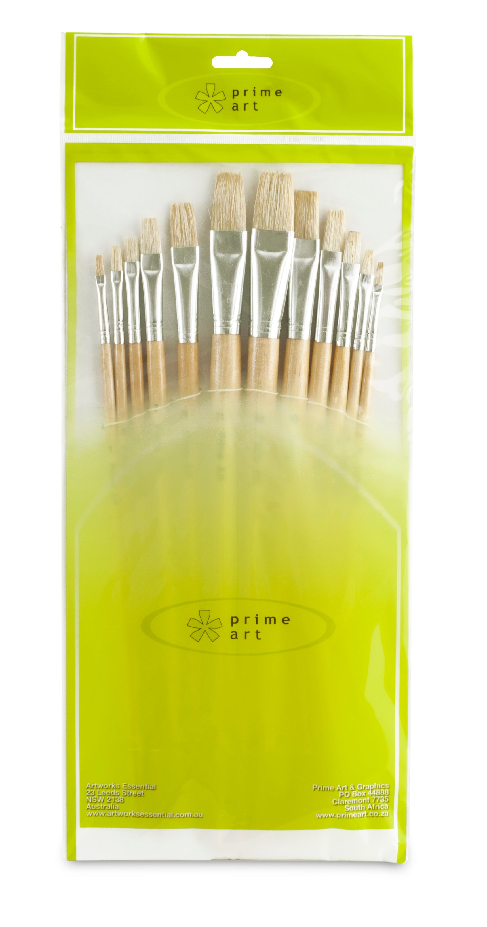 Student Flat bristle brush for oil & acrylic - 12 pcs set 4EB579S - Art Supplies Australia