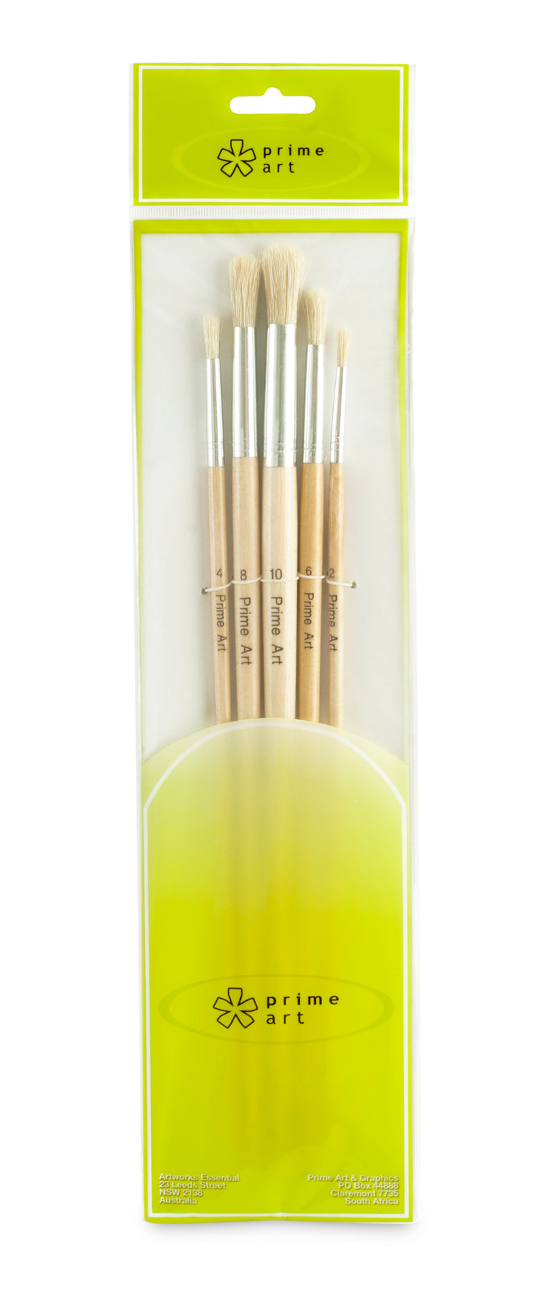 Student Pointed round bristle brush for oil & acrylic - 5 pcs set 4EB5825 - Art Supplies Australia