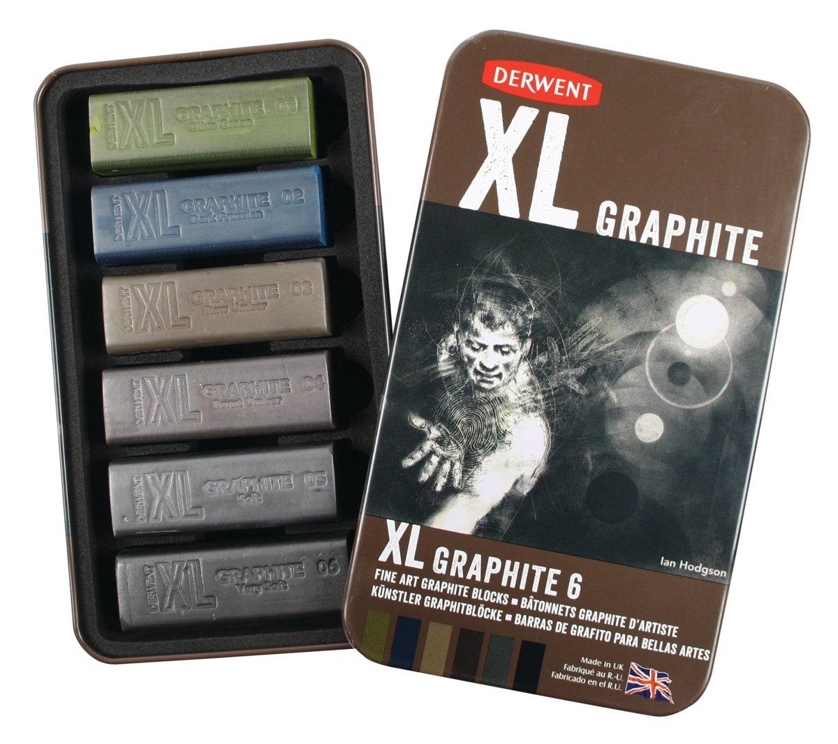Derwent XL Fine Art Graphite Blocks Set of 6 - Art Supplies Australia