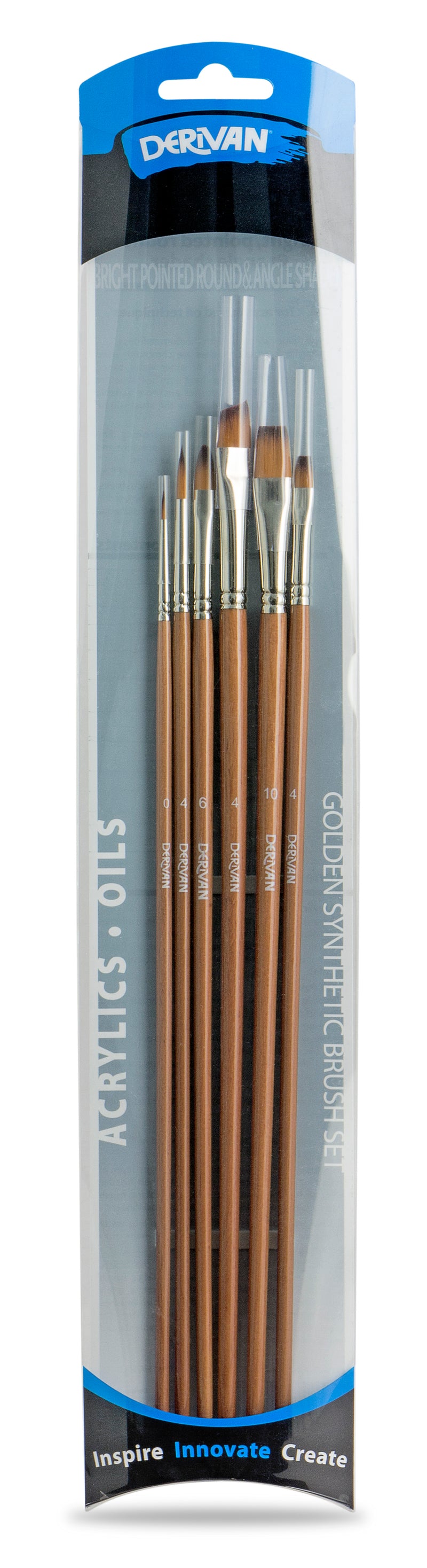 Derivan Professional Long Handle Golden Fine Synthetic Brush Set(B) of 6 - Art Supplies Australia