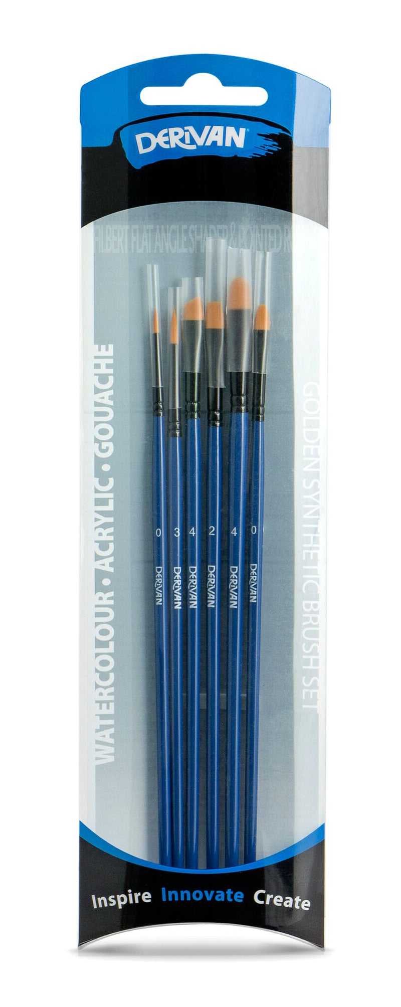 Derivan Professional Short Handle Golden Fine Synthetic Brush Set(B) of 6 - Art Supplies Australia
