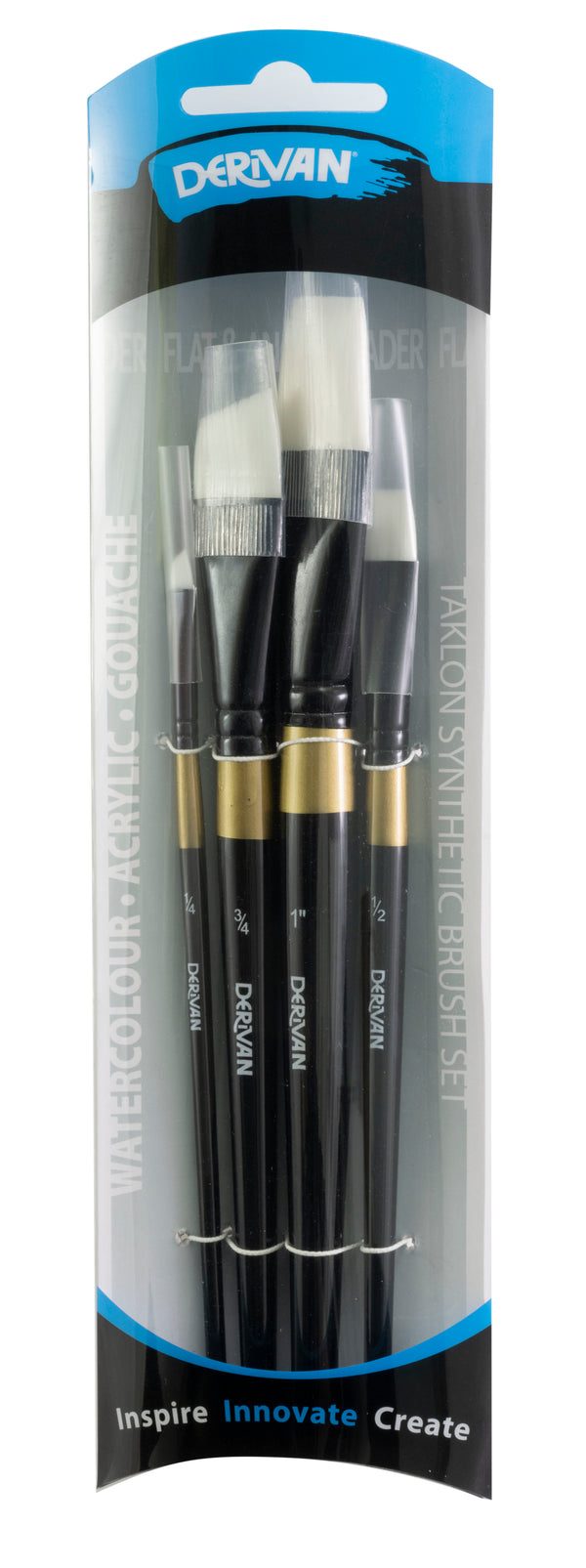 Derivan Professional Short Handle Synthetic Taklon Brush Set of 4 - Art Supplies Australia