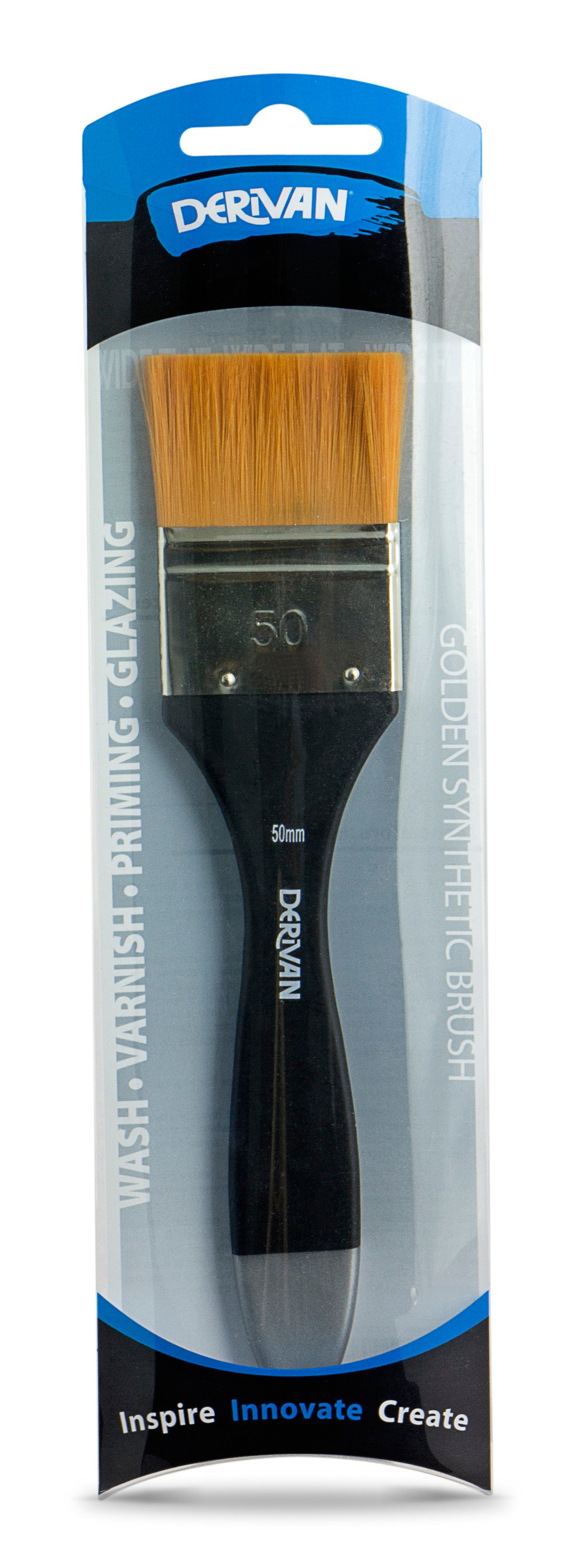 Derivan Professional Short Handle Golden Fine Synthetic Flat Brush - Art Supplies Australia