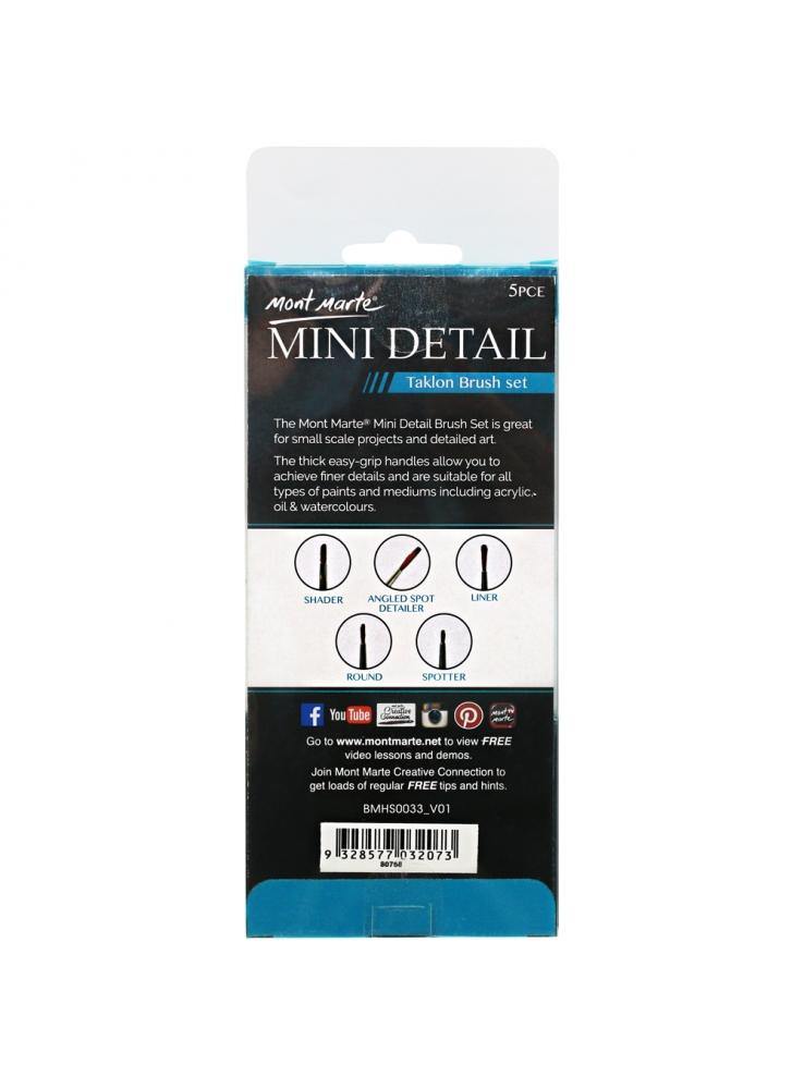 Mont Marte Mini Detail Brush Set 5 Pieces - Art Supplies Australia