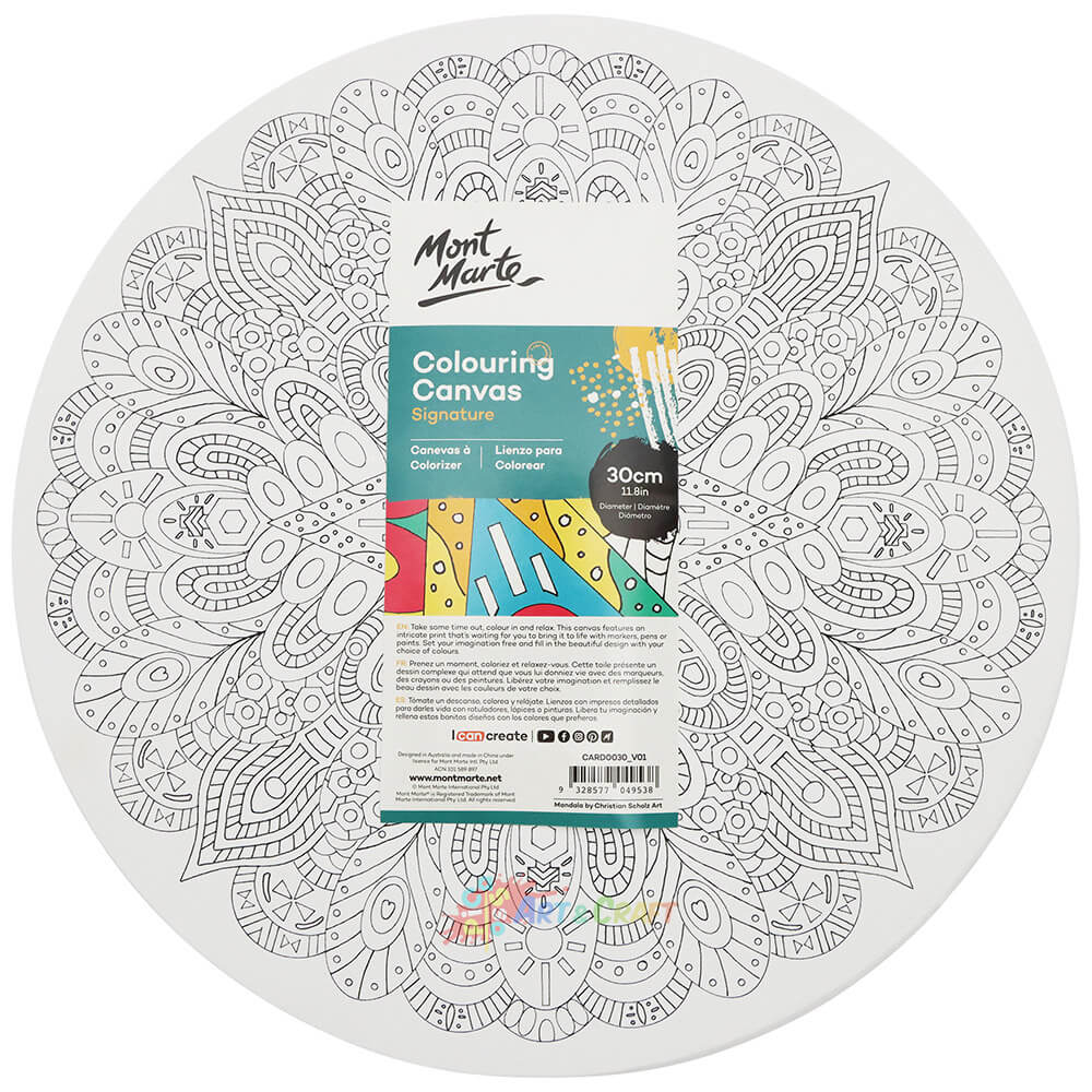 Mont Marte Colouring Canvas 30cm asstd - Art Supplies Australia