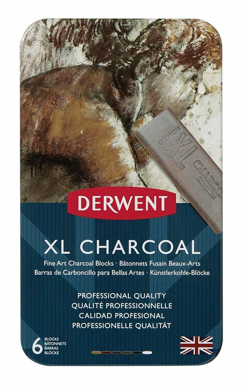 Derwent XL Fine Art Charcoal Blocks Set of 6 - Art Supplies Australia