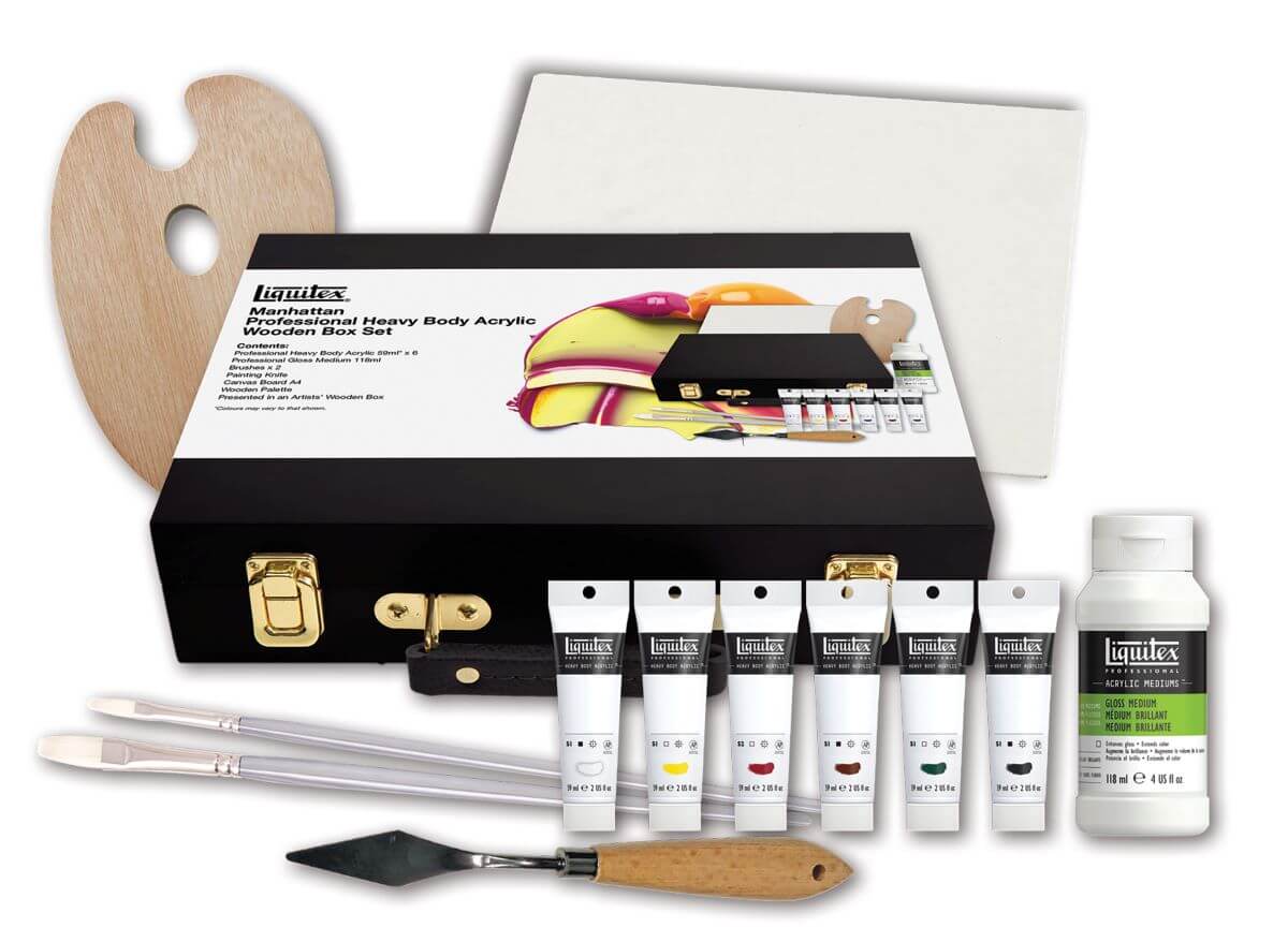 Liquitex Manhattan Professional Acrylic Wooden Box Gift Set - Art Supplies Australia
