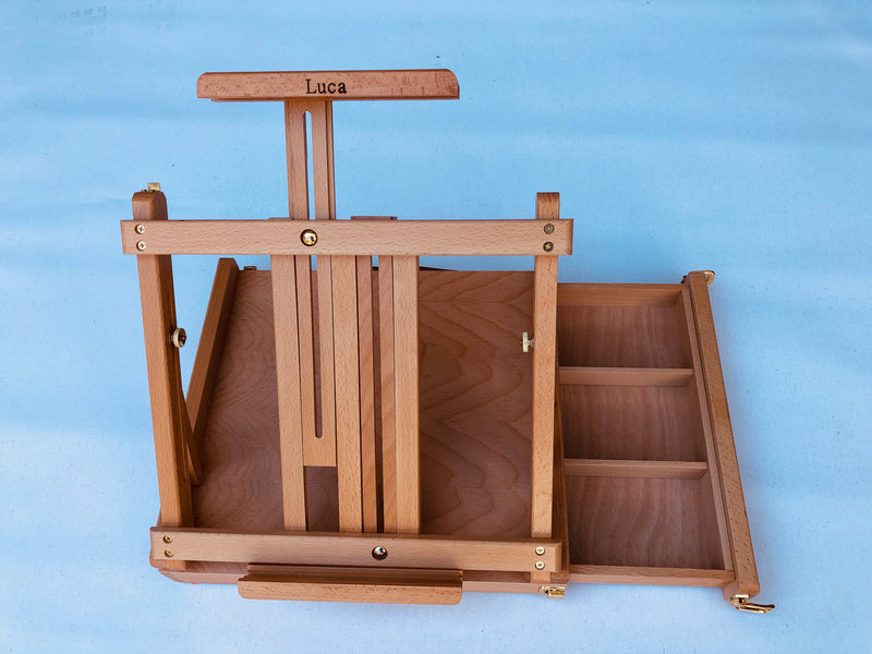 Luca Table Box Easel With Side Drawer Beechwood LW05B - Art Supplies Australia