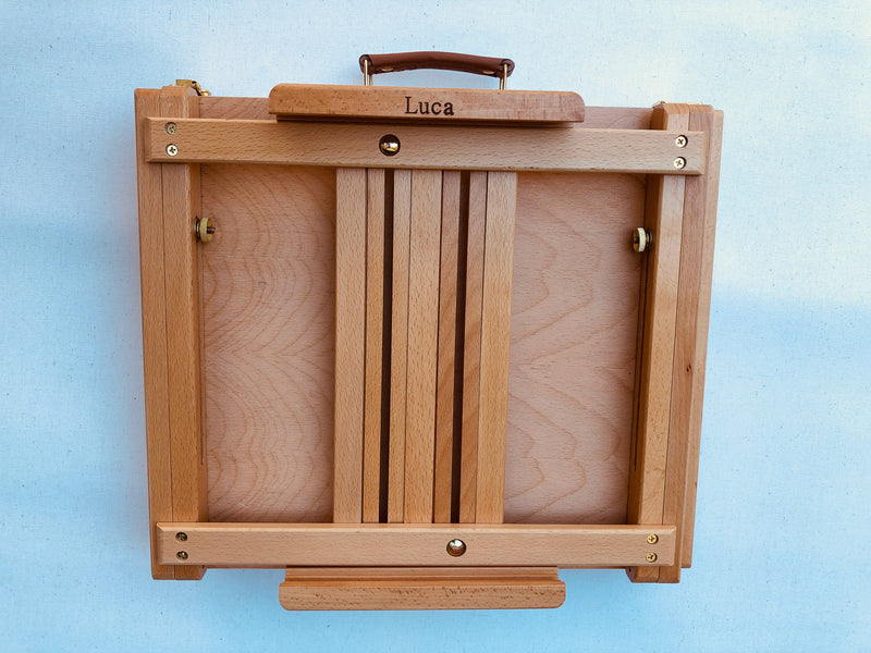 Luca Table Box Easel With Side Drawer Beechwood LW05B - Art Supplies Australia