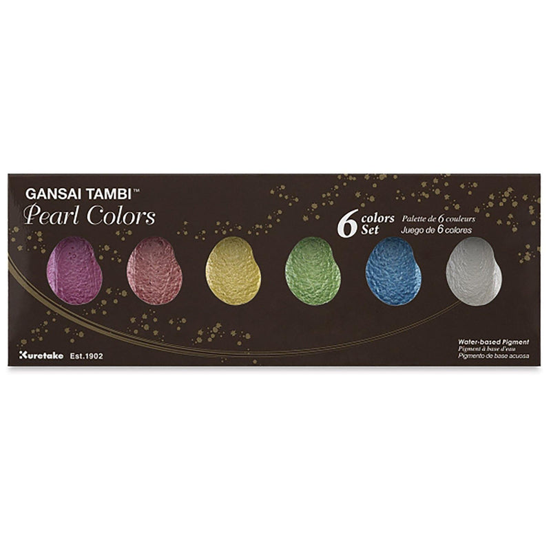 Kuretake Gansai Tambi Aquarelles Métalliques Lot De 6 - Couleurs Pierres Précieuses Scintillantes Pour Calligraphie Et Illustration