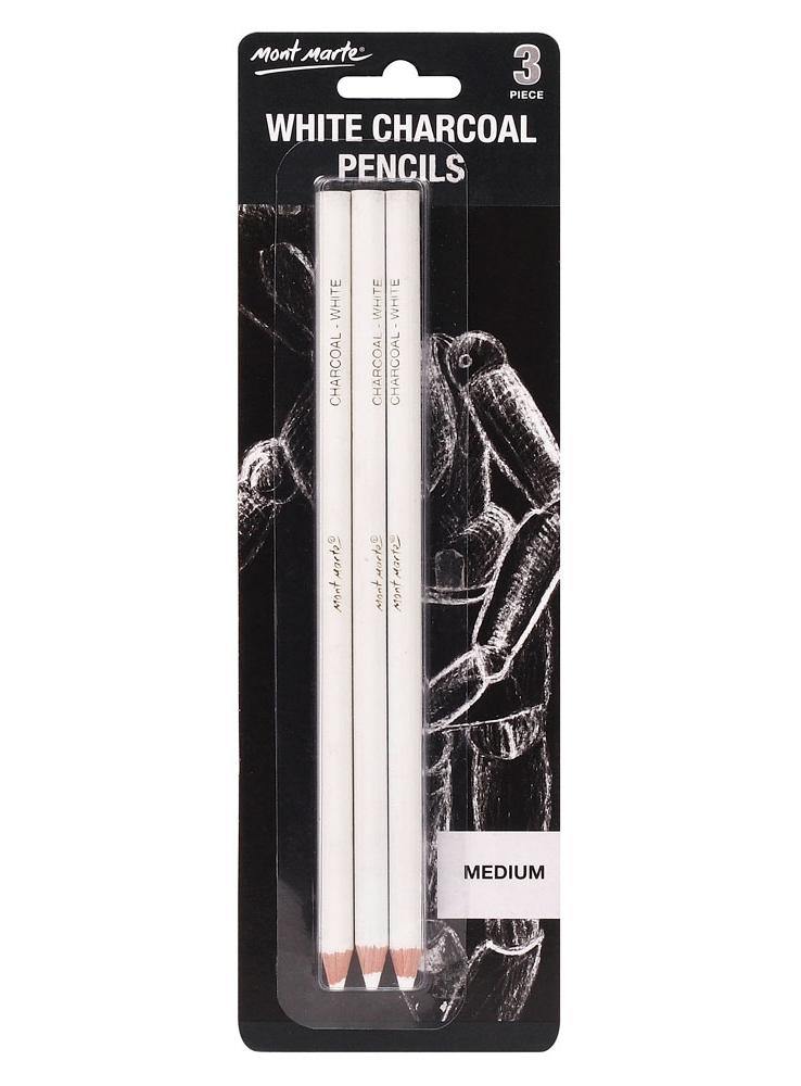 Mont Marte White Charcoal Pencils 3pc - Art Supplies Australia