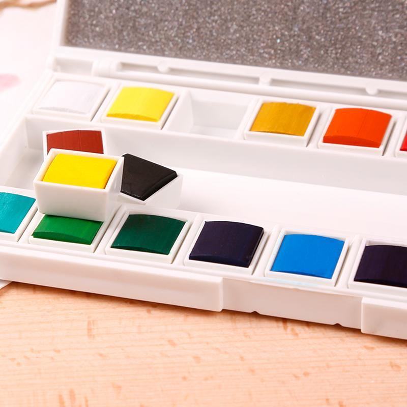 Marie's 18 Colors Solid Watercolour Painting Set with Water Brush - Art Supplies Australia
