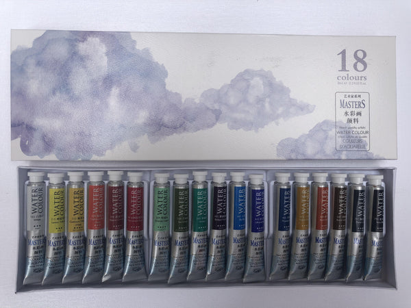Marie's Masters Finest Quality Artists' Watercolour Set of 18X9ml Tubes - Art Supplies Australia