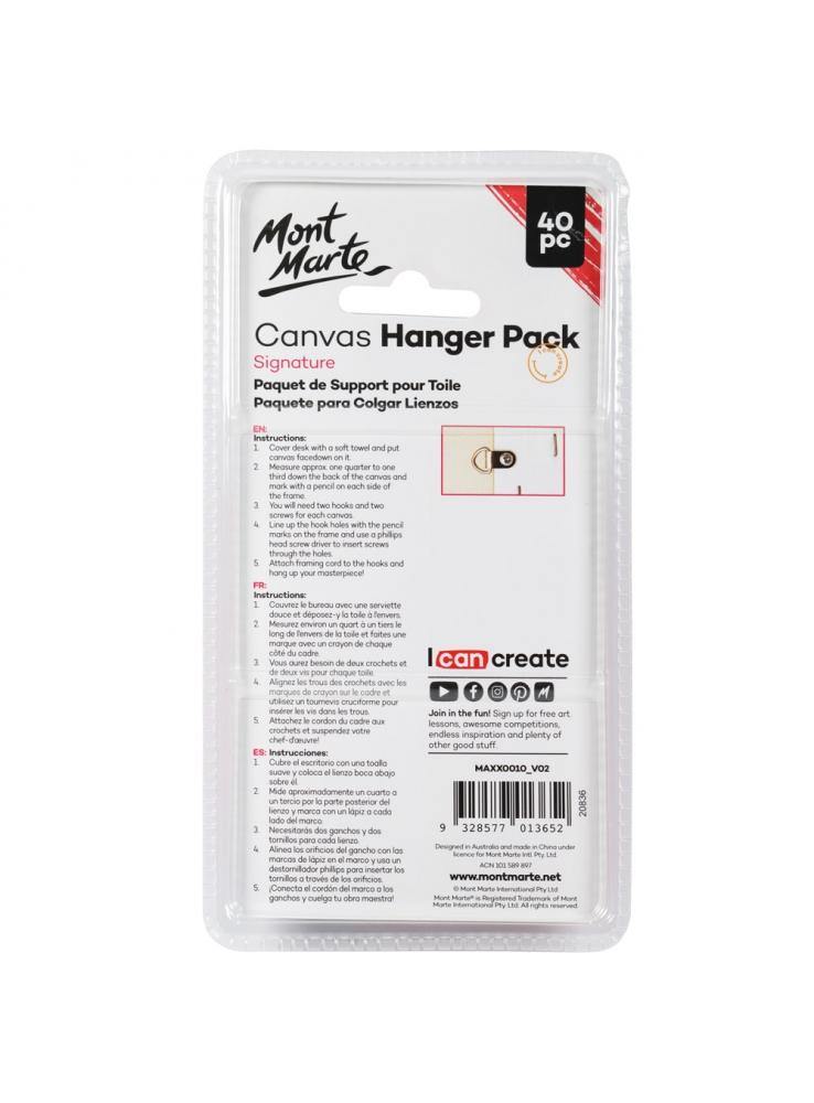 Mont Marte Signature Canvas Hanger Pack 40pc - Art Supplies Australia