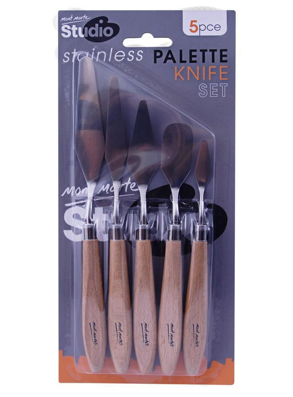 Mont Marte Studio Series Stainless Steel Palette Knife Set of 5 - Art Supplies Australia