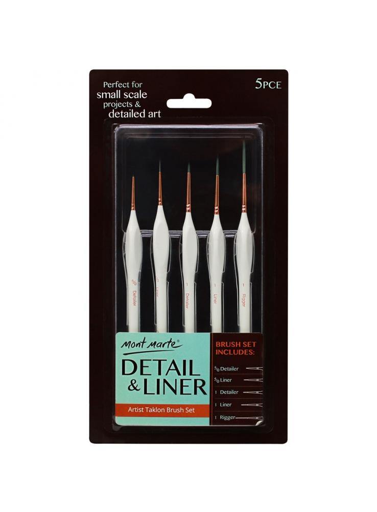 Mont Marte Detail & Liner Brush Set 5 Pieces - Art Supplies Australia