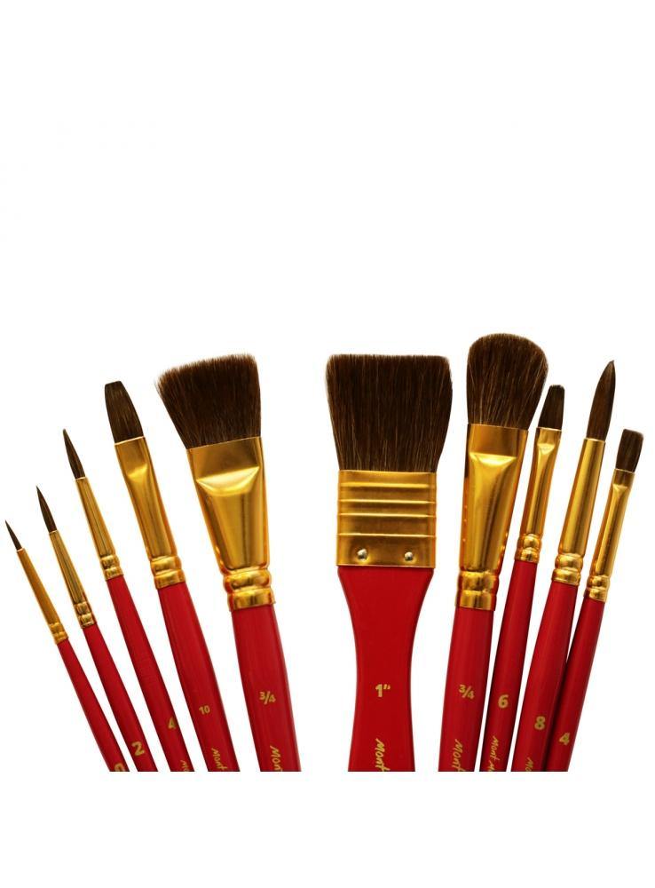 Mont Marte Mixed Bristle Brush Set Wallet 11pce - Watercolour - Art Supplies Australia