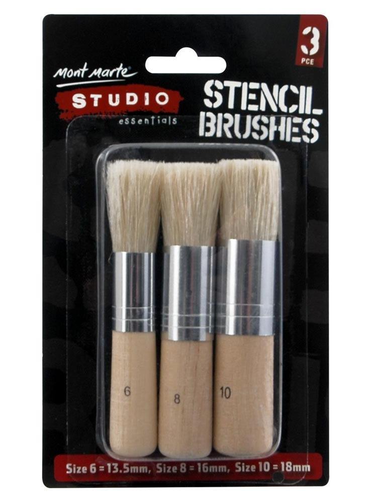 Mont Marte Studio Stencil Brushes Pkt 3 - Art Supplies Australia