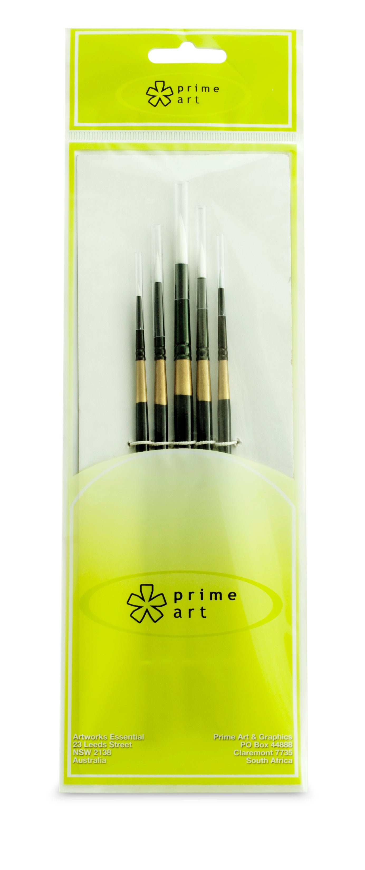 Professional Brush Set White synthetic, short handles - 5 piece set BS1085 - Art Supplies Australia