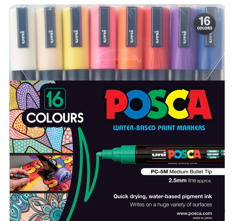 POSCA Paint Marker Pens PC-5M - 1.8-2.5mm Nib - Pack India