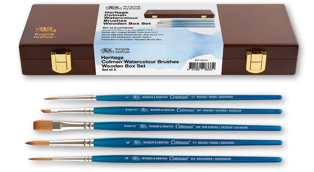 Winsor & Newton Winton Brush Heritage Wooden Box Gift Set - Art Supplies Australia
