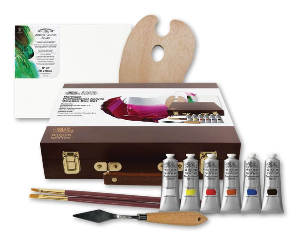 Winsor & Newton Professional Acrylic Heritage Wooden Box Gift Set - Art Supplies Australia