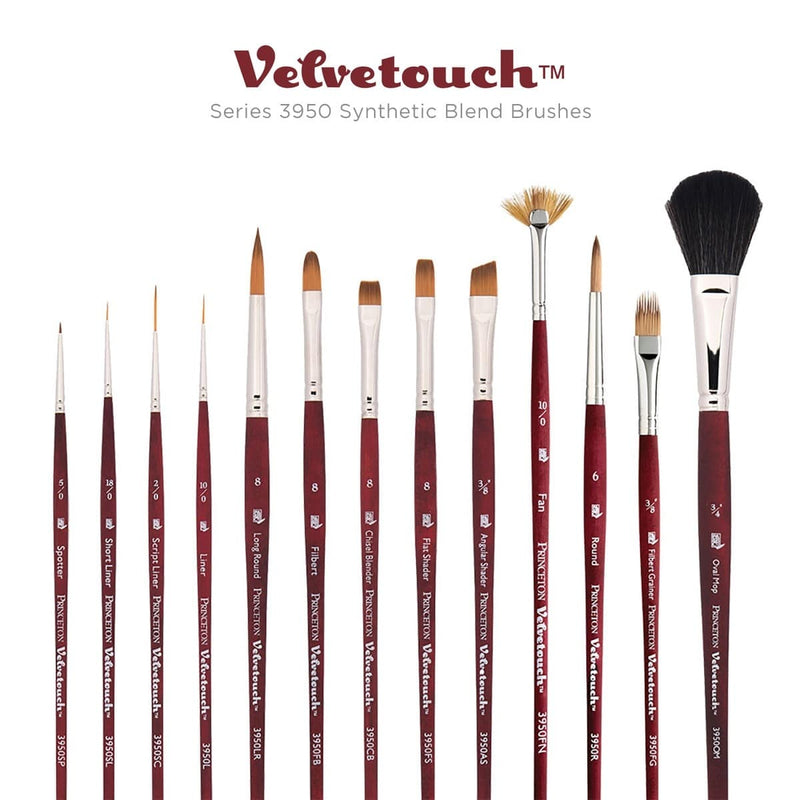 Princeton Velvetouch Series 3950 Synthetic Brush - Chisel Blender, Size 6