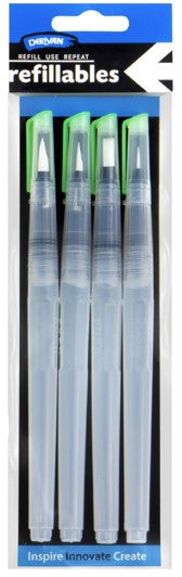 Derivan Refillable Brush Pens 4 Pieces Set - Art Supplies Australia